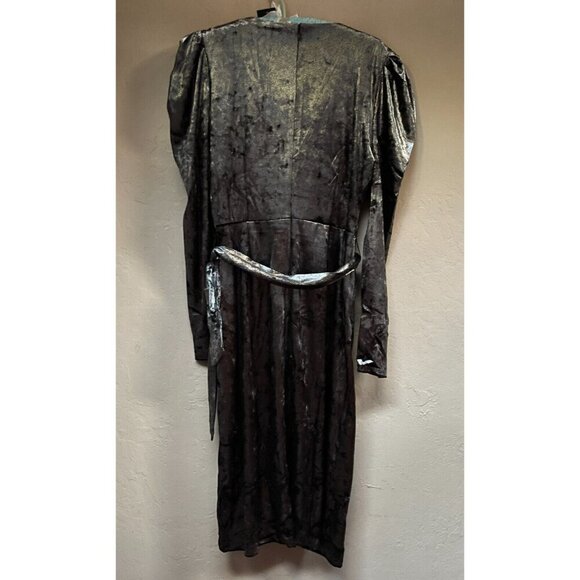 INC International Concepts Puff-Sleeve Crushed Velvet Wrap Dress Medium New - Picture 2 of 11